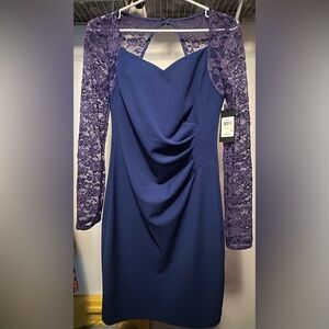 Guess Deep Blue Lace Sleeve Dress